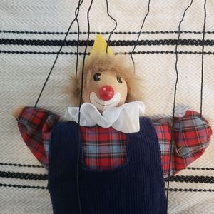 Vintage Wood Clown Marionette Puppet